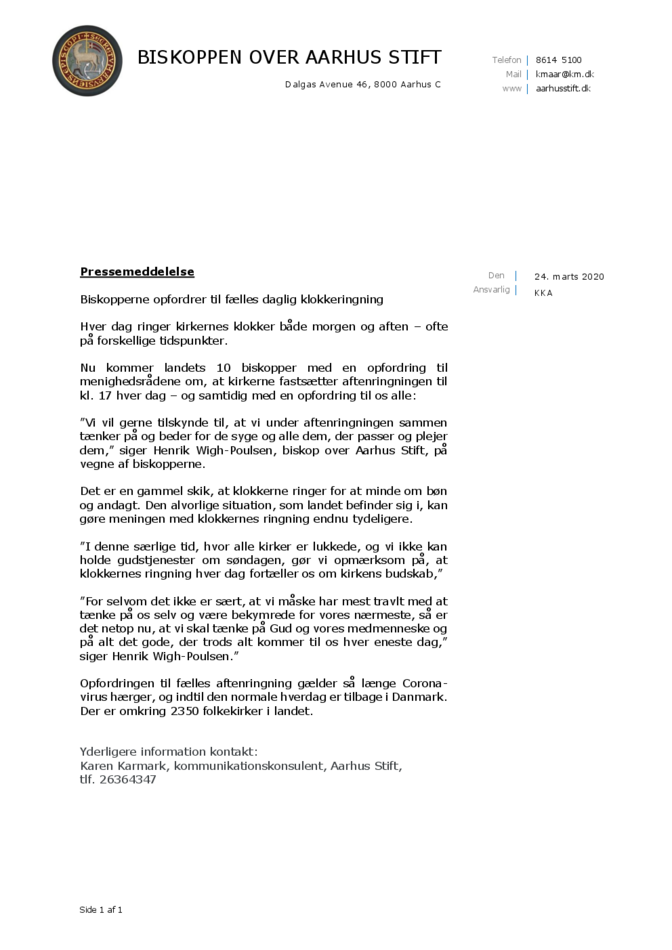 20200324 -Pressemeddelelse - klokkeringning