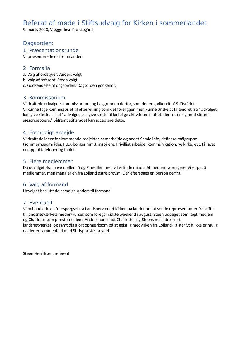 Referat af møde i Stiftsudvalg for Kirken i sommerlandet 9. marts 2023.docx