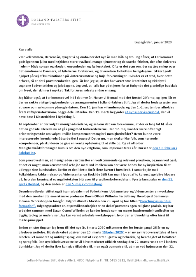Biskoppens månedshilsen januar 2020