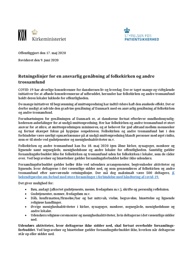 2020 juni reviderede retningslinjer