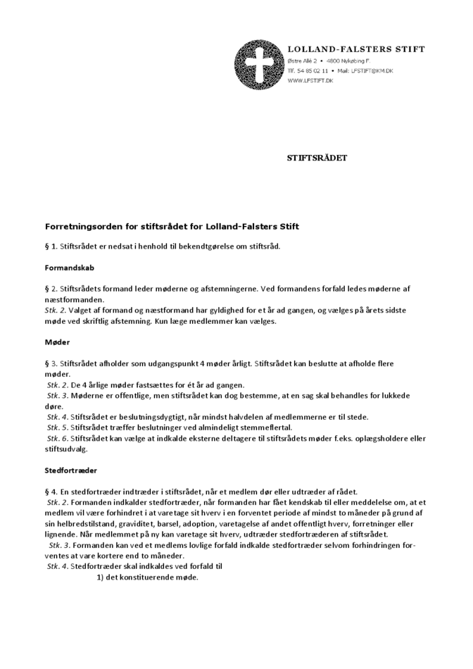 Forretningsorden Stiftsrådet pr. 160920 ny