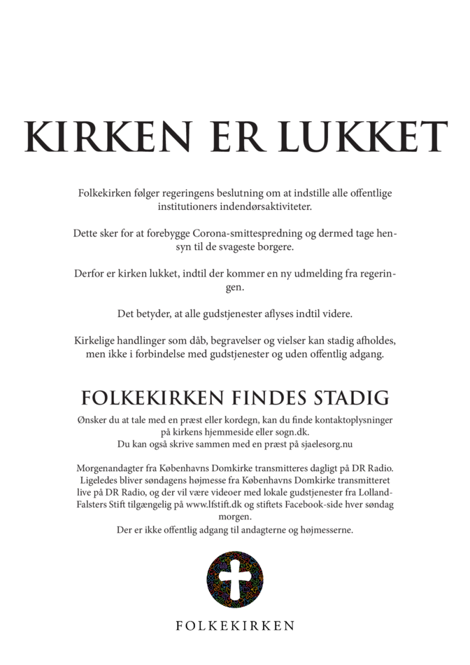 Kirken er lukket plakat LF