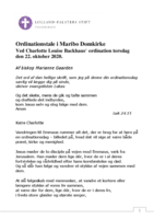 Tale ved Charlotte Louise Backhaus' ordination i Maribo Domkirke