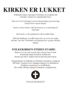 Kirken er lukket: Plakat til kirkedøren