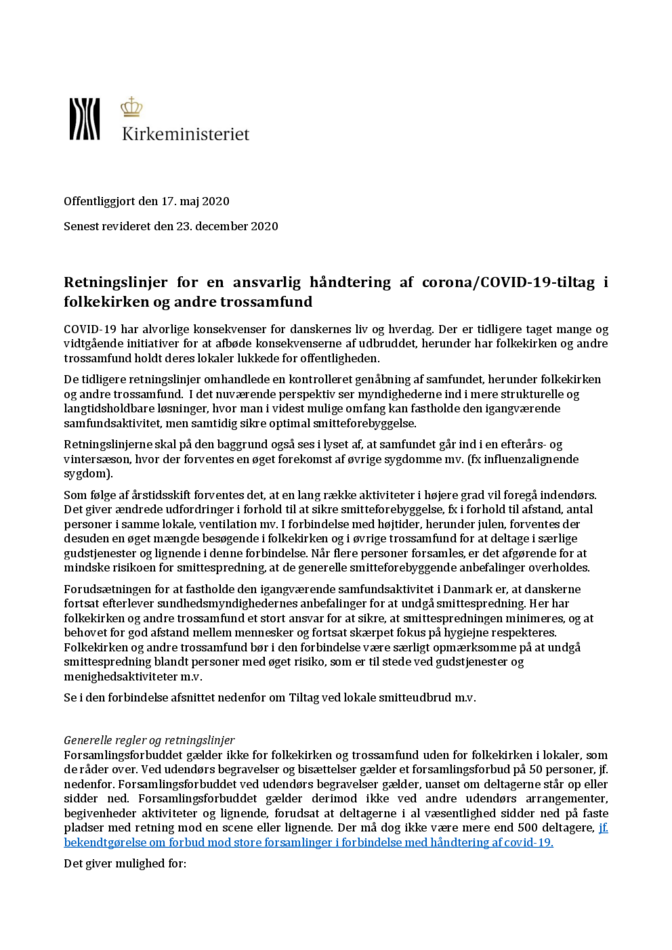Retningslinjer per 23. december 2020