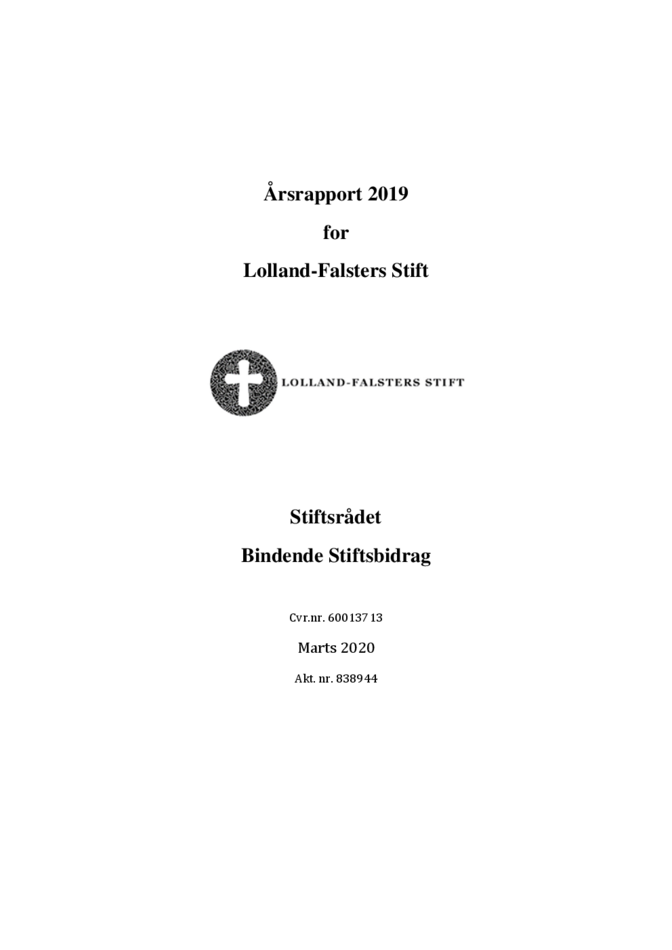 Årsrapport 2019 for det bindende stiftsbidrag (stiftsrådet)