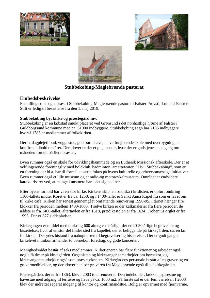 Embedsbeskrivelse - Stubbekøbing-Maglebrænde pastorat.doc