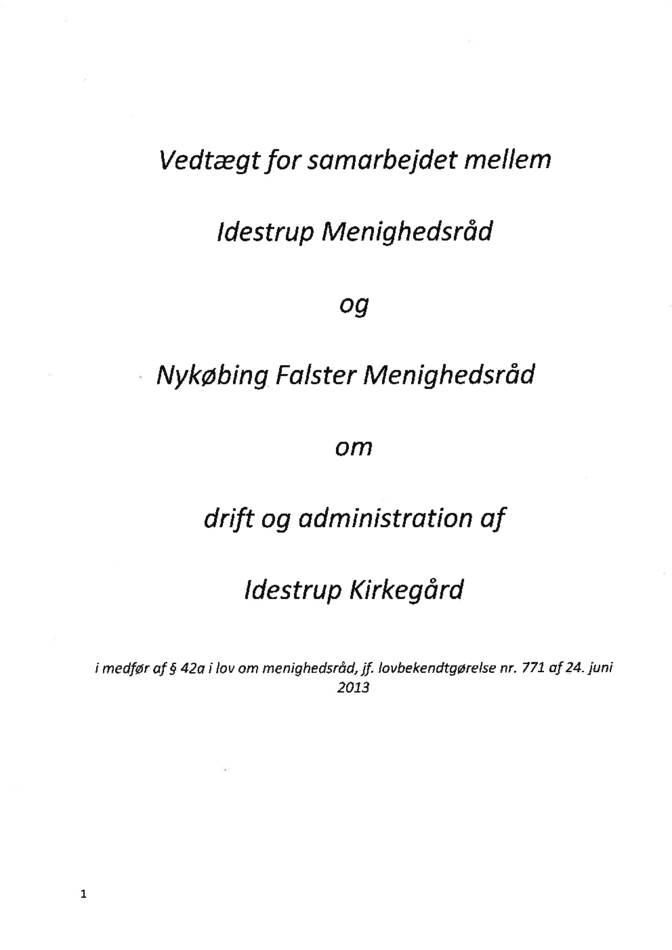 Samarbejdsaftalen mellem Idestrup og Nykøbing Falster menighedsråd om drift af Idestrup Kirkegård