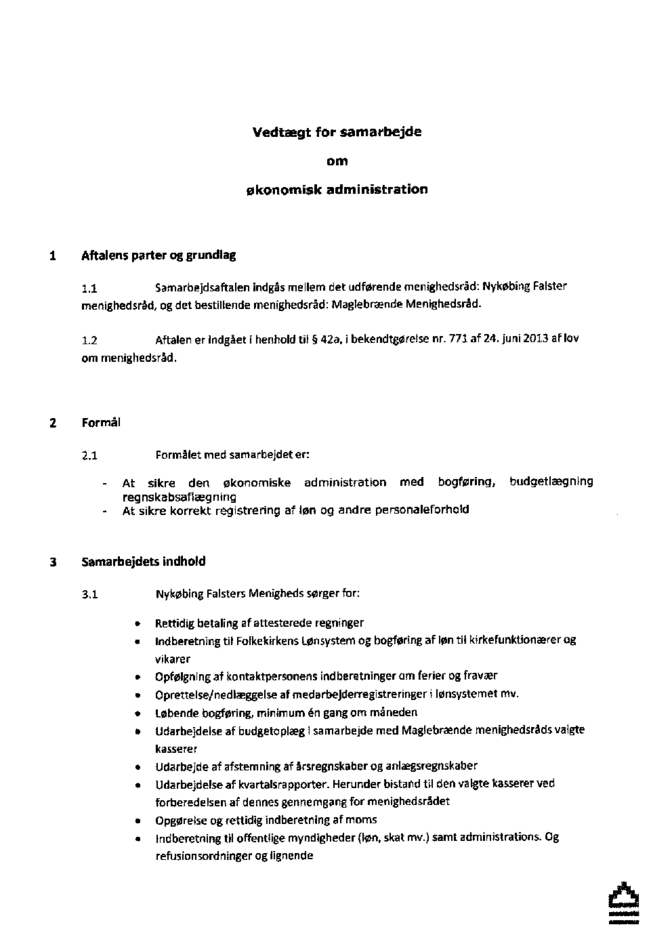 økonomisk samarbejdsaftale Maglebrænde