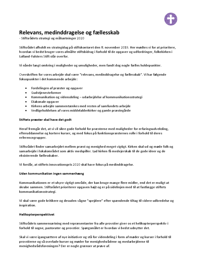 Stiftsrådets strategi 2020