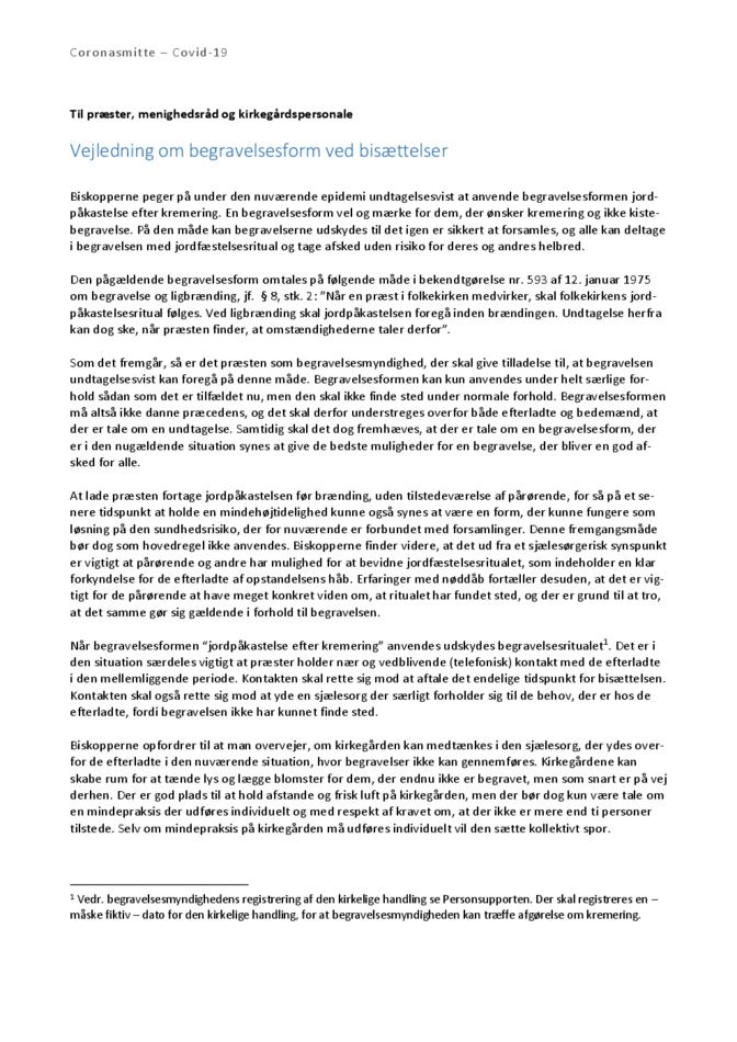 Vejledning til præster, menighedsråd og kirkegårdspersonale ved bisættelser.pdf