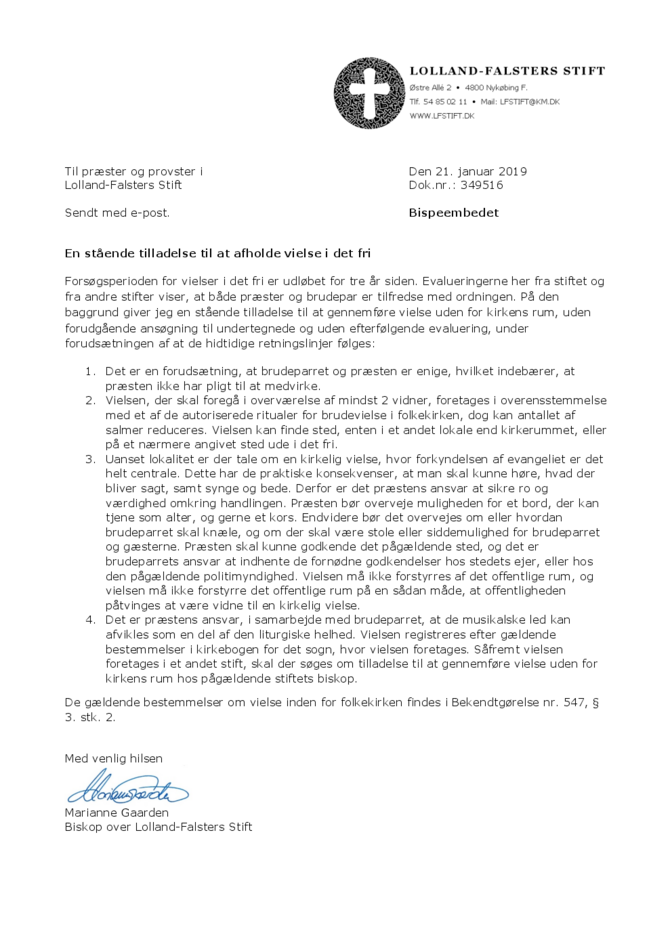 Tilladelse til vielse i det fri