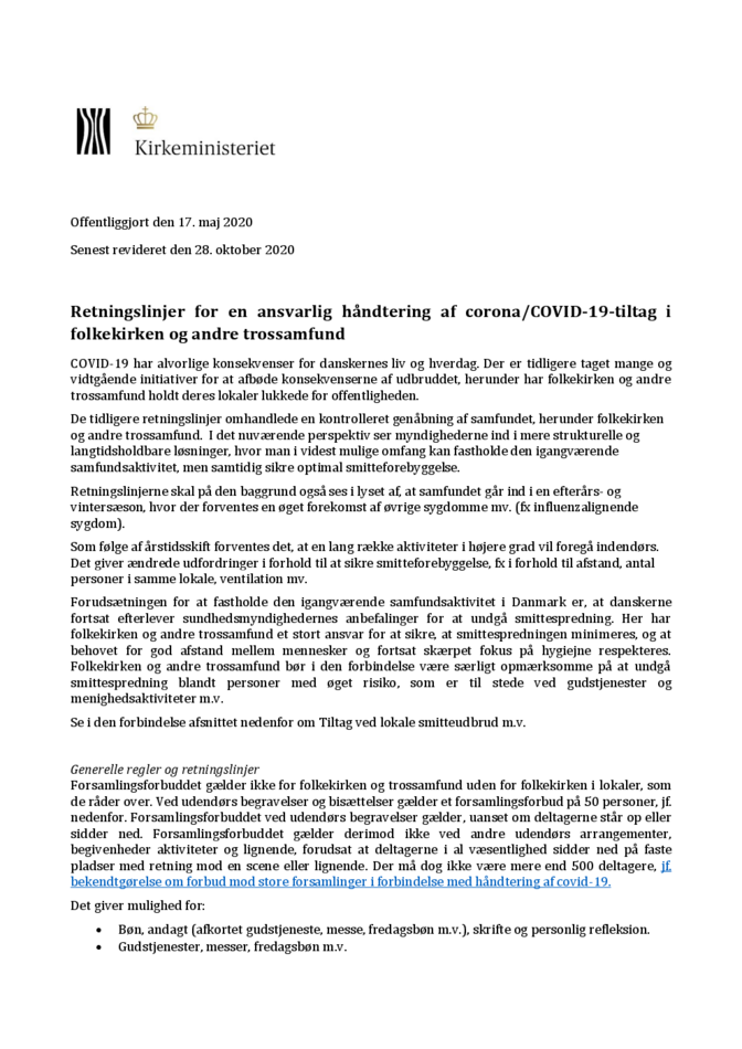 2020 oktober nye retningslinjer