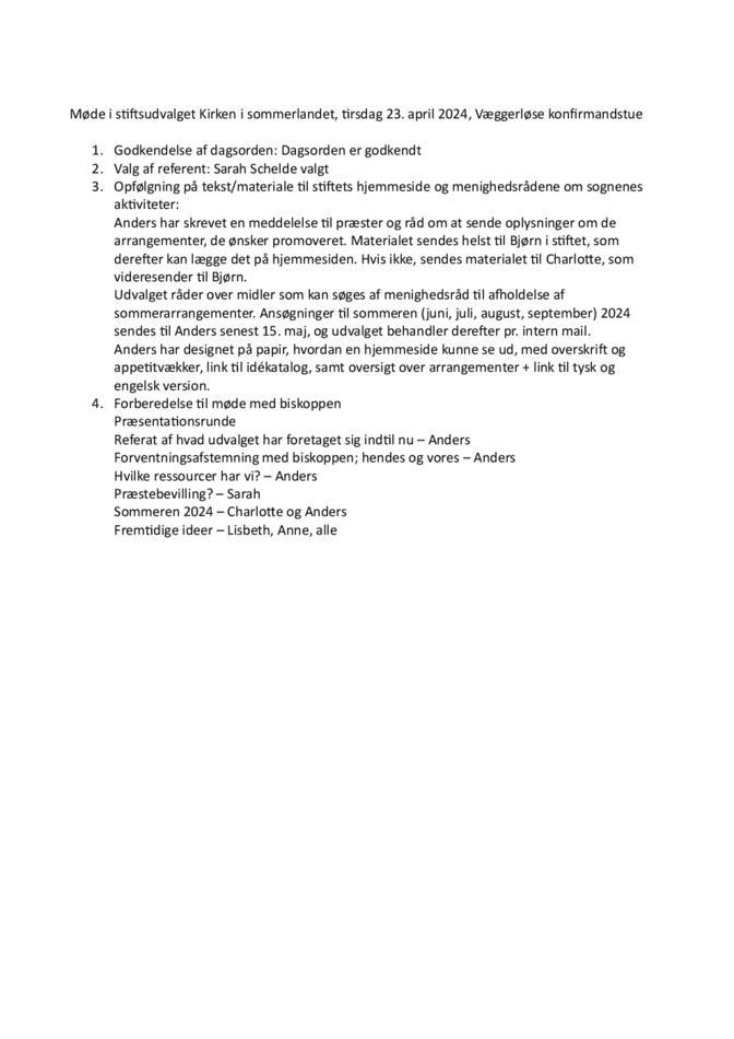 Referat Kirken i sommerlandet  23. april 2024