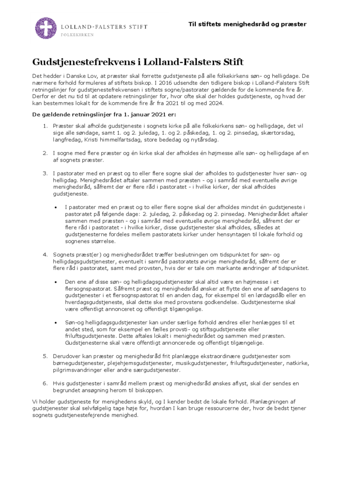 Gudstjenestefrekvens i Lolland-Falsters Stift